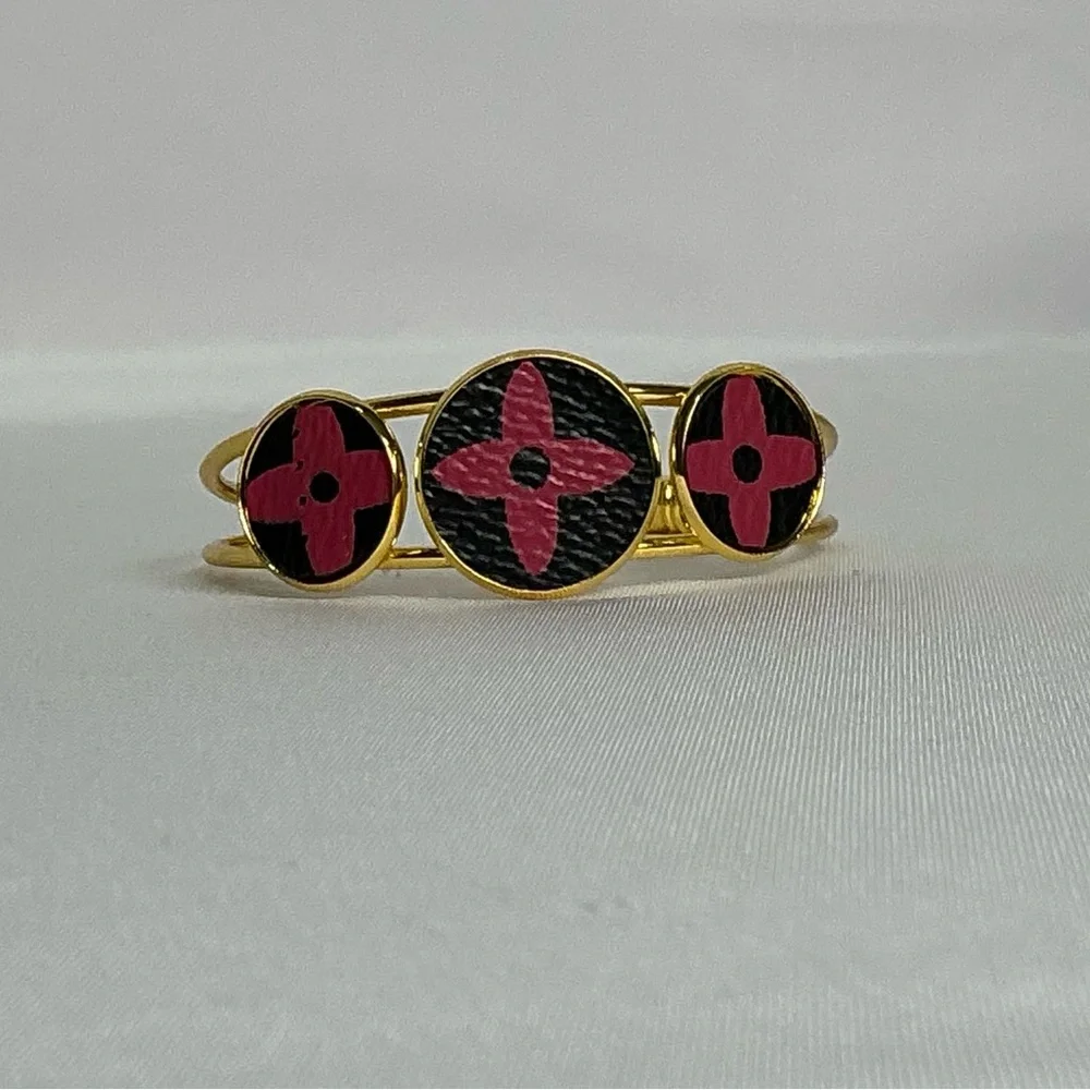 Louis Vuitton Pink Multicolor Murakami Canvas Gold Cuff Bracelet